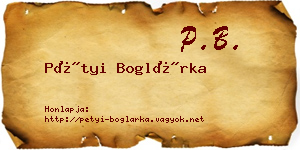 Pétyi Boglárka névjegykártya
